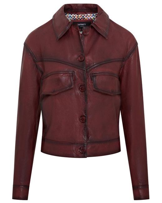 Infinity Leather Red Retro Biker Jacket
