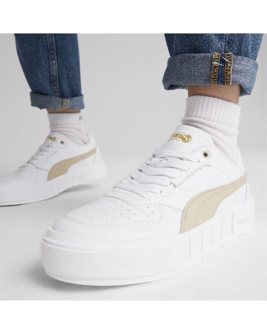 PUMA White Cali Court Leather Sneakers Trainers