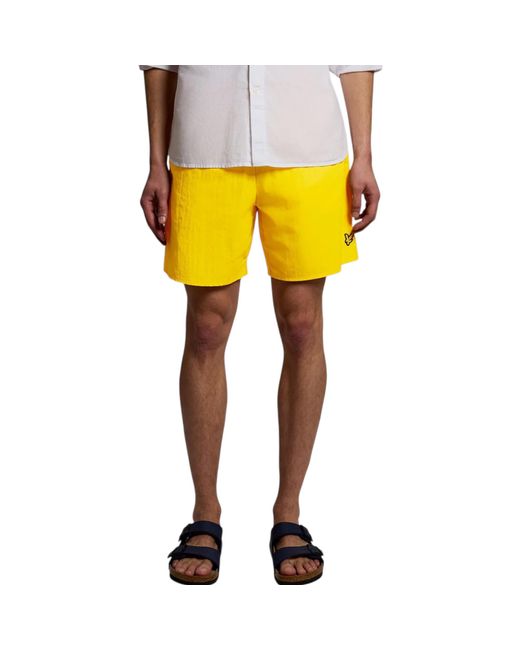 Lyle & Scott Yellow And Swim Shorts Rubberised Logo Casual Vintage Half Pants for men