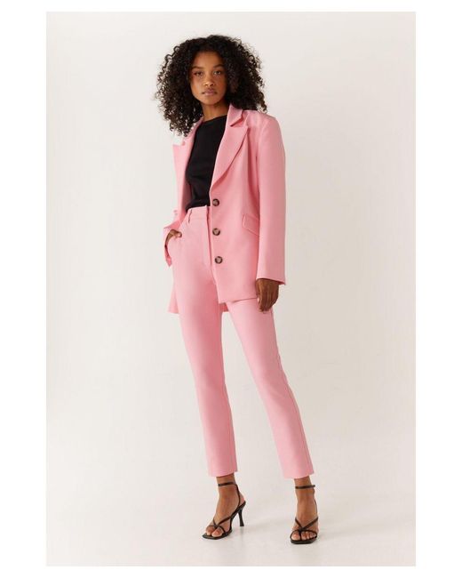 Warehouse Pink Tailored Skinny Split Front Trouser