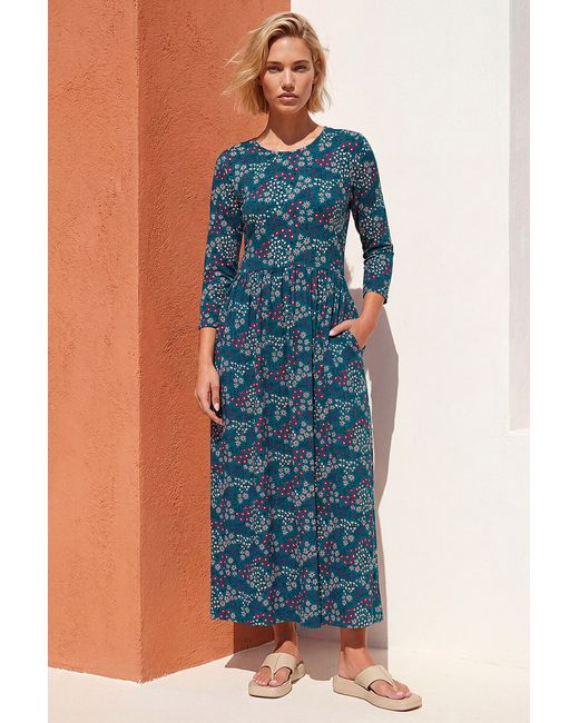Roman Blue Ditsy Print Pocket Midi Dress