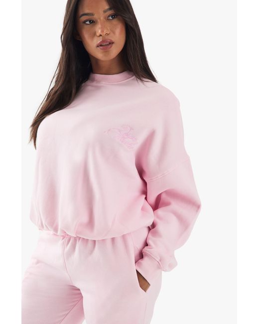 DSGN Studio Pink Contrast Script Pleated Detail Sweatshirt