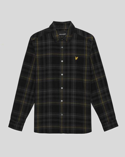 Lyle & Scott Black Tartan Check Corduroy Shirt for men