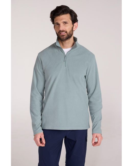 Mountain Warehouse Blue 'Camber Ii' Half Zip Fleece Top Antipill Breathable Casual Winter Sweater for men