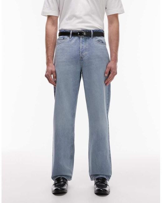 Topman Blue Rigid Baggy Jean for men
