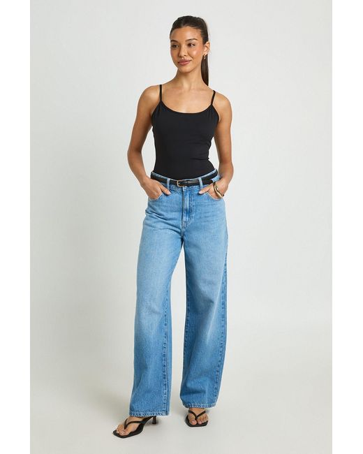 Boohoo Blue Tall Peached Sculpt Strappy Sleeveless Bodysuit With Removable Padding