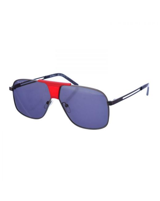 Ferragamo Blue Metal Sunglasses With Aviator Shape Sf292S For for men
