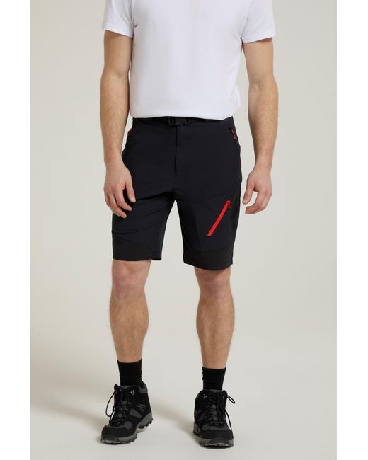 Mountain Warehouse Black Trekking Shorts Water Resistant Uv Protection Casual Bottoms Polyamide for men