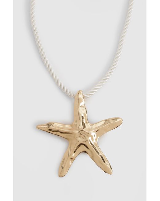 Boohoo Natural Starfish Pendant Rope Necklace