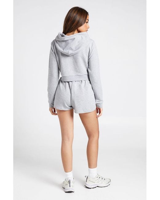 Boohoo Gray Loopback Super Cropped Hoodie