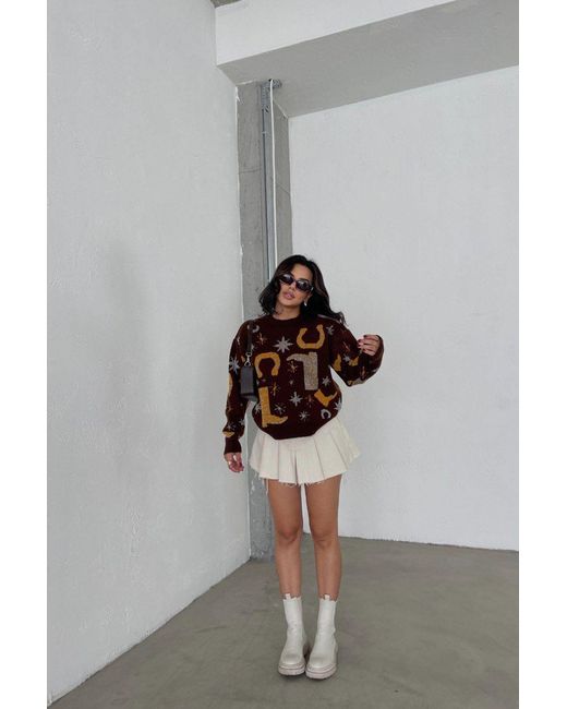 Hiccup Brown Graphic Crew Neck Sweater