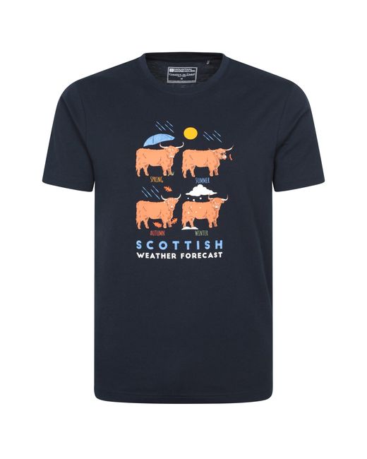 Mountain Warehouse Blue Scottish Weather Forecast Graphic T-Shirt for men