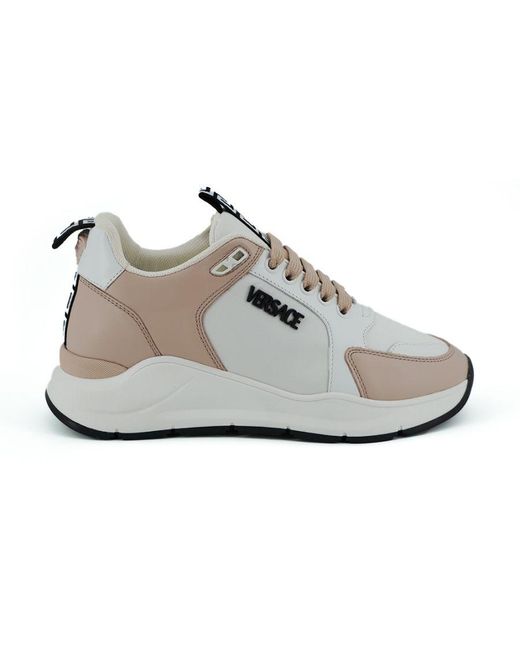 Versace White Light And Calf Leather Sneakers