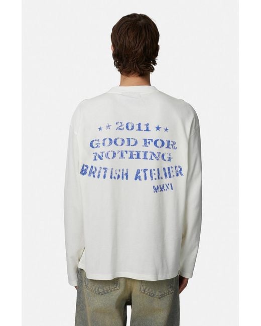 Good For Nothing White Long Sleeve Waffle Camo Tee for men