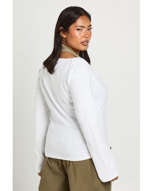 Boohoo White Plus Contrast Layer 2-1 Halter Neck Top