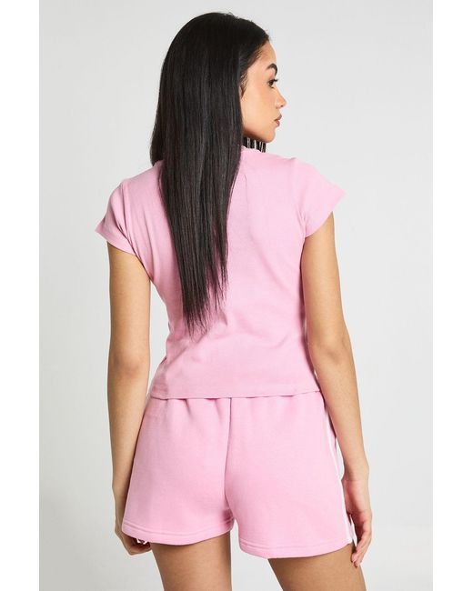 Boohoo Pink Contrast Binding Sweat Short