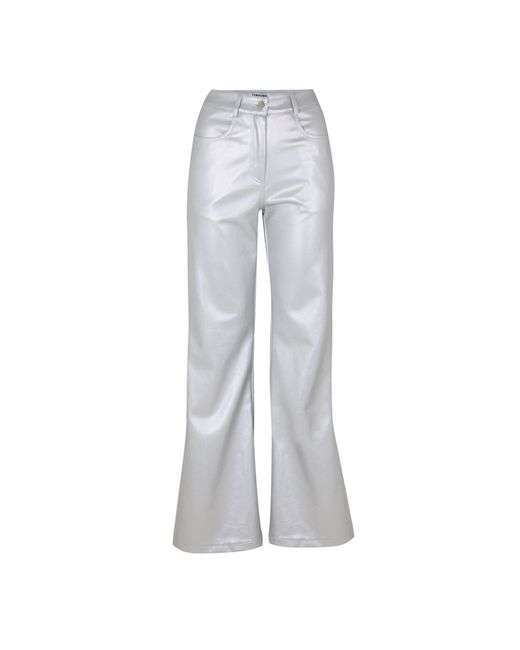 Amy Lynn Gray Amylynn Lupe Metal Badge Solid Patterned Flared Trousers