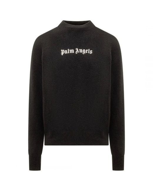 Palm Angels Black Classic Logo Knitted Jumper for men