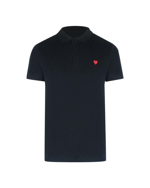 Moschino Black Love Small Heart Polo Shirt Cotton for men