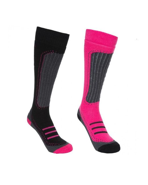 Trespass Pink Ladies Janus Ii Ski Socks (Pack Of 2) (Cassis/