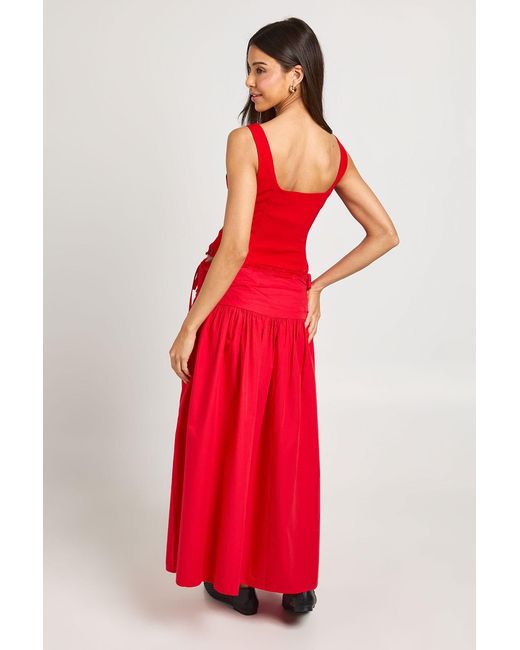 Boohoo Red Lace Cup And Hem Corset Top