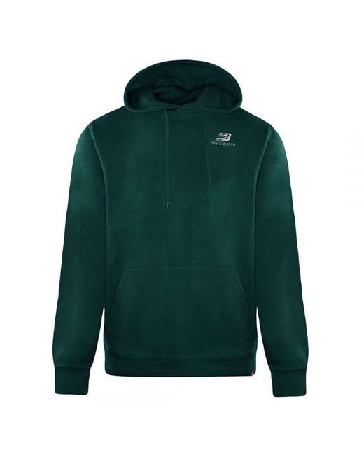 New Balance Green Long Pullover Essentials Embroidered Hoodie Mt11550 Tkk Cotton for men