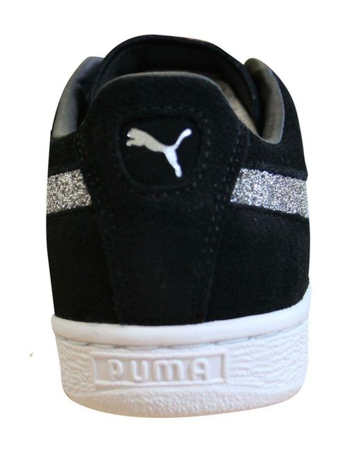 PUMA Black Classic X Swarovski Leather Lace Up Trainers 366324 01 for men
