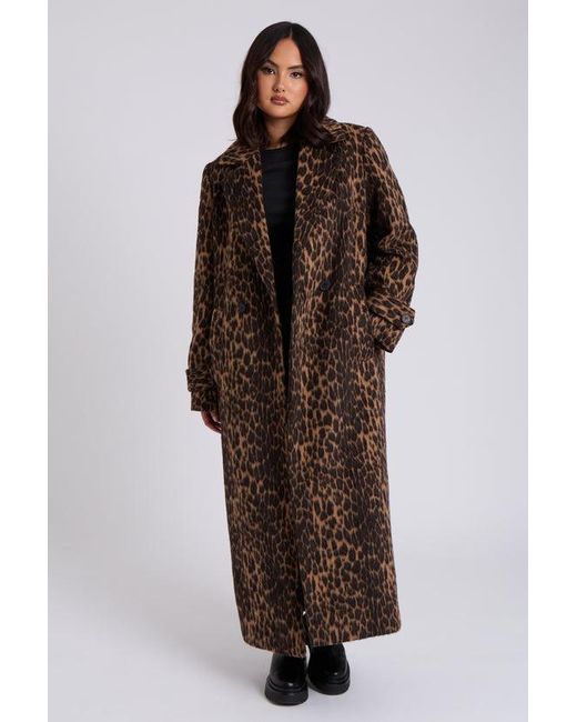 Urban Bliss Brown Leopard Print Formal Coat