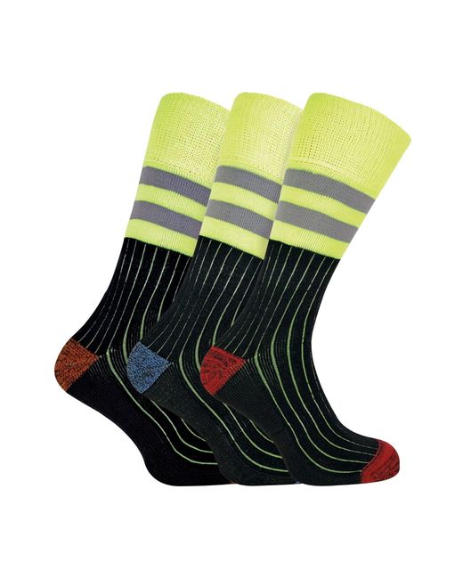 Sock Snob Green 3 Pack Heavy Duty Cotton Hi Viz Work Socks for men