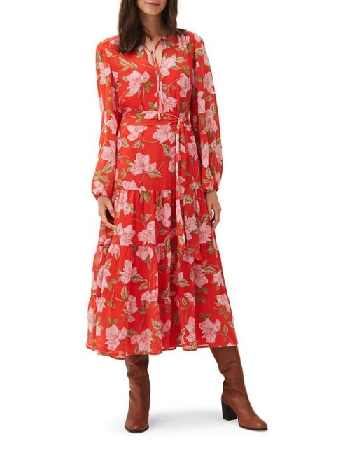 Phase Eight Red Philippa Floral Chiffon Maxi Dress