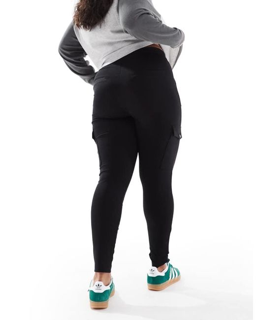 Yours Black Cargo Pocket Ponte Leggings