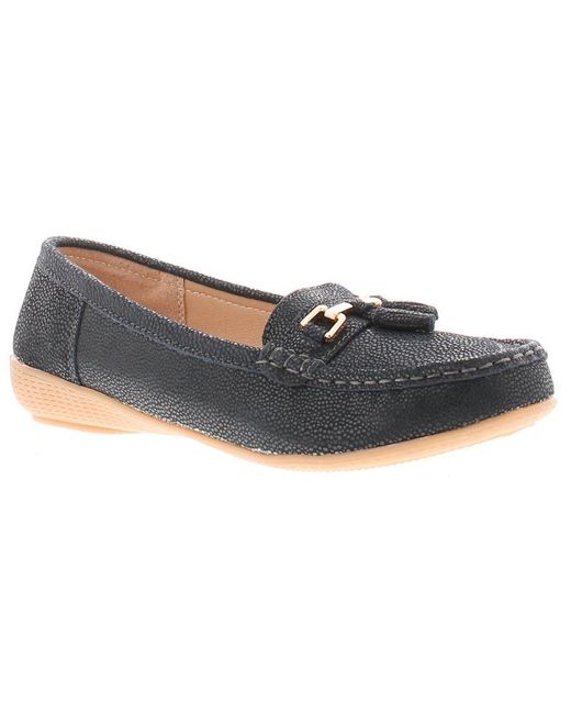 Love Leather Blue Shoes Flat Tahiti Slip On Leather (Archived)
