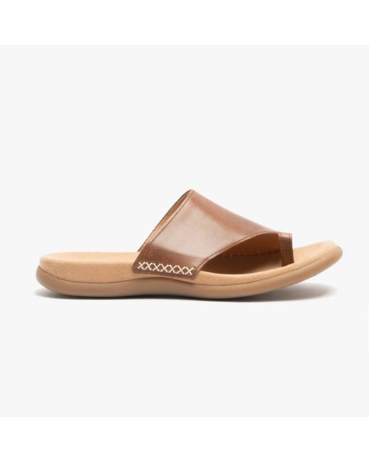 Gabor Brown Lanzarote Ladies Leather Mule Sandals Peanut