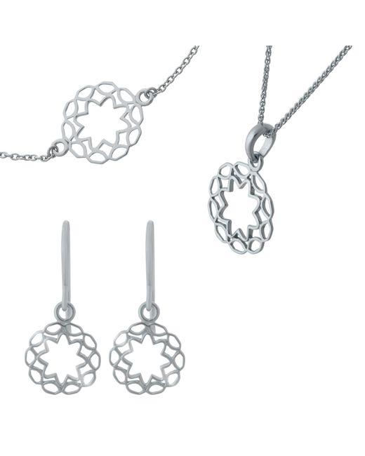 Orphelia 'jasmine' Dames 925 Sterling Zilveren Set: Armband + Oorbellen + Ketting in het White