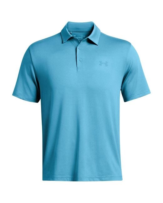 Under Armour Blue Stripe Short Sleeve Performance Polo Shirt for men