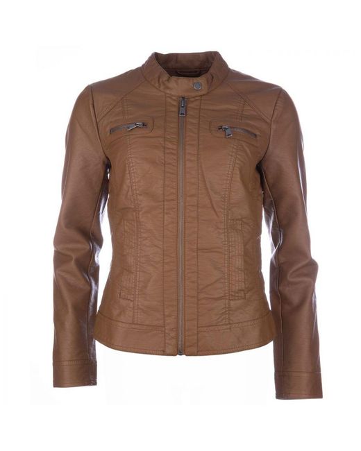ONLY Natural Womenss Bandit Faux Leather Biker Jacket