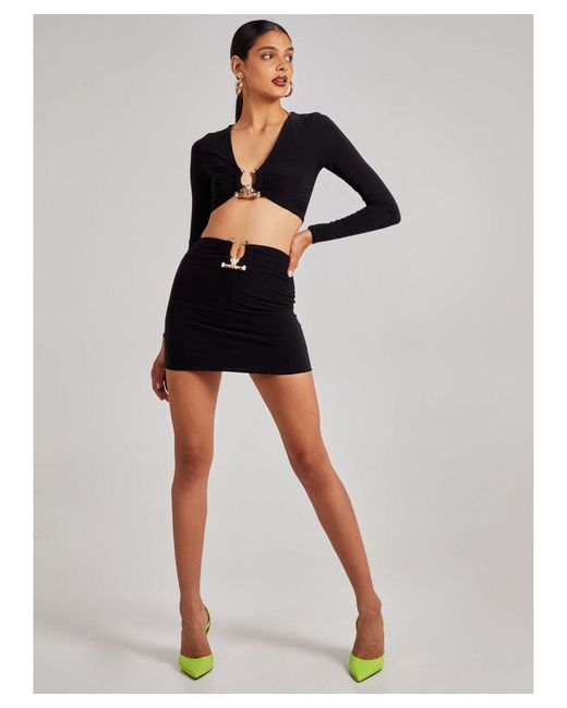 Pink Vanilla Black Trim Slinky Mini Skirt