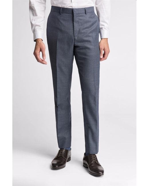 Ted Baker Blue Flat Fronted Slim Fit Suit Trousers for men