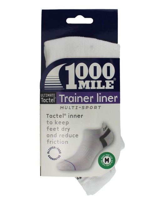 1000 Mile Socks White Ultimate Low Cut Double Layer Moisture Wicking Trainer for men