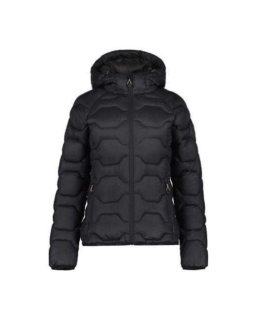 Icepeak Black Solid Patterned Hooded Zipped Pocket Puffer Jacket