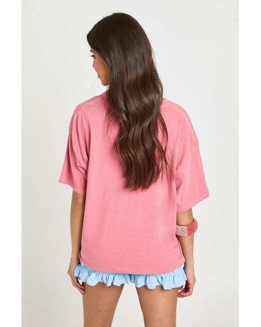 Boohoo Pink Malibu Beach Printed T-Shirt