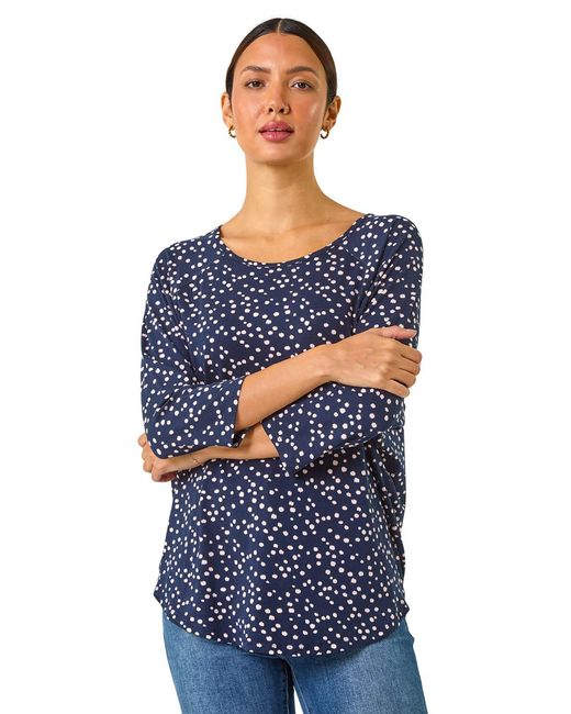 Roman Blue Spot Print Top