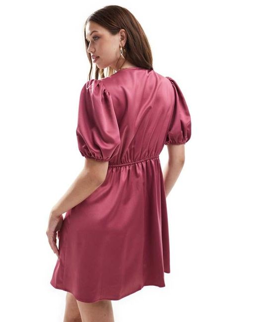 Miss Selfridge Red Satin Bow Detail Mini Dress