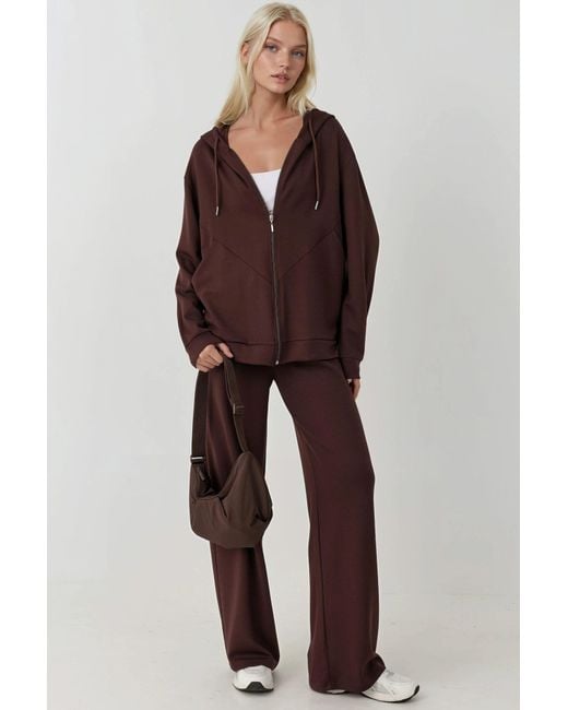 Hiccup Brown Soft Modal Touch Wide Leg Sweatpants