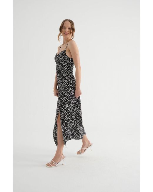 Hiccup Natural Floral Sweetheart Neck Spaghetti Strap Maxi Dress