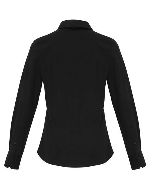 PREMIER Black Ladies Stretch Fit Poplin Long Sleeve Blouse