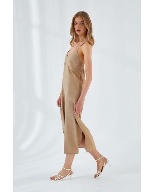 MixRay V-Hals Split Midi-Jurk in het White