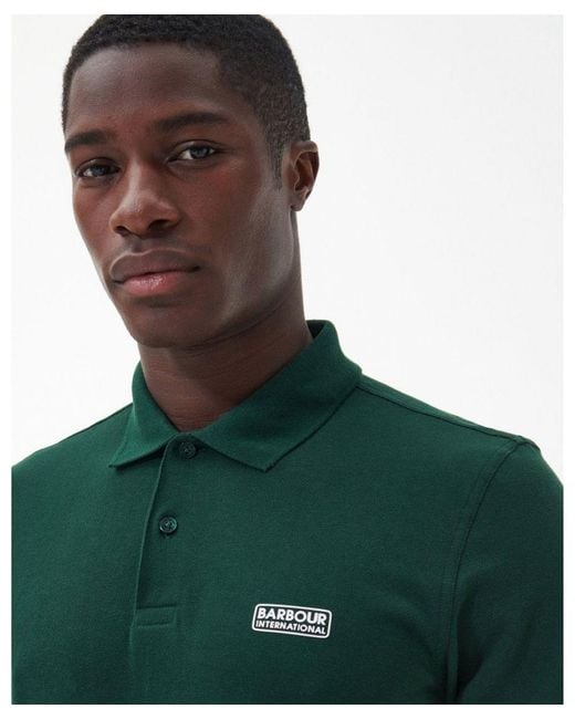 Barbour Green Essential Long Sleeve Polo for men
