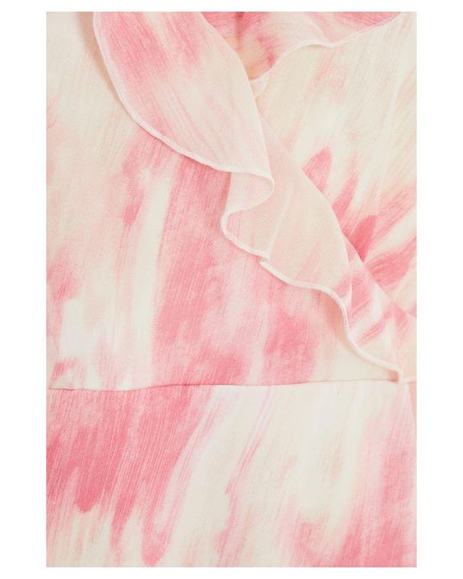 Quiz Pink Brush Stroke Frill Midaxi Dress