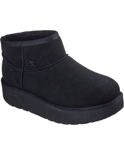 Skechers Blue Keep Cozy Leather Women's Black Winter Ankle Boots - Uk 7